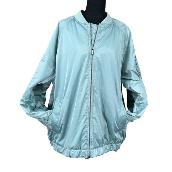 a new day New Turquoise Water Resistant Full Zip Windbreaker Jacket Size XXL - Picture 1 of 12